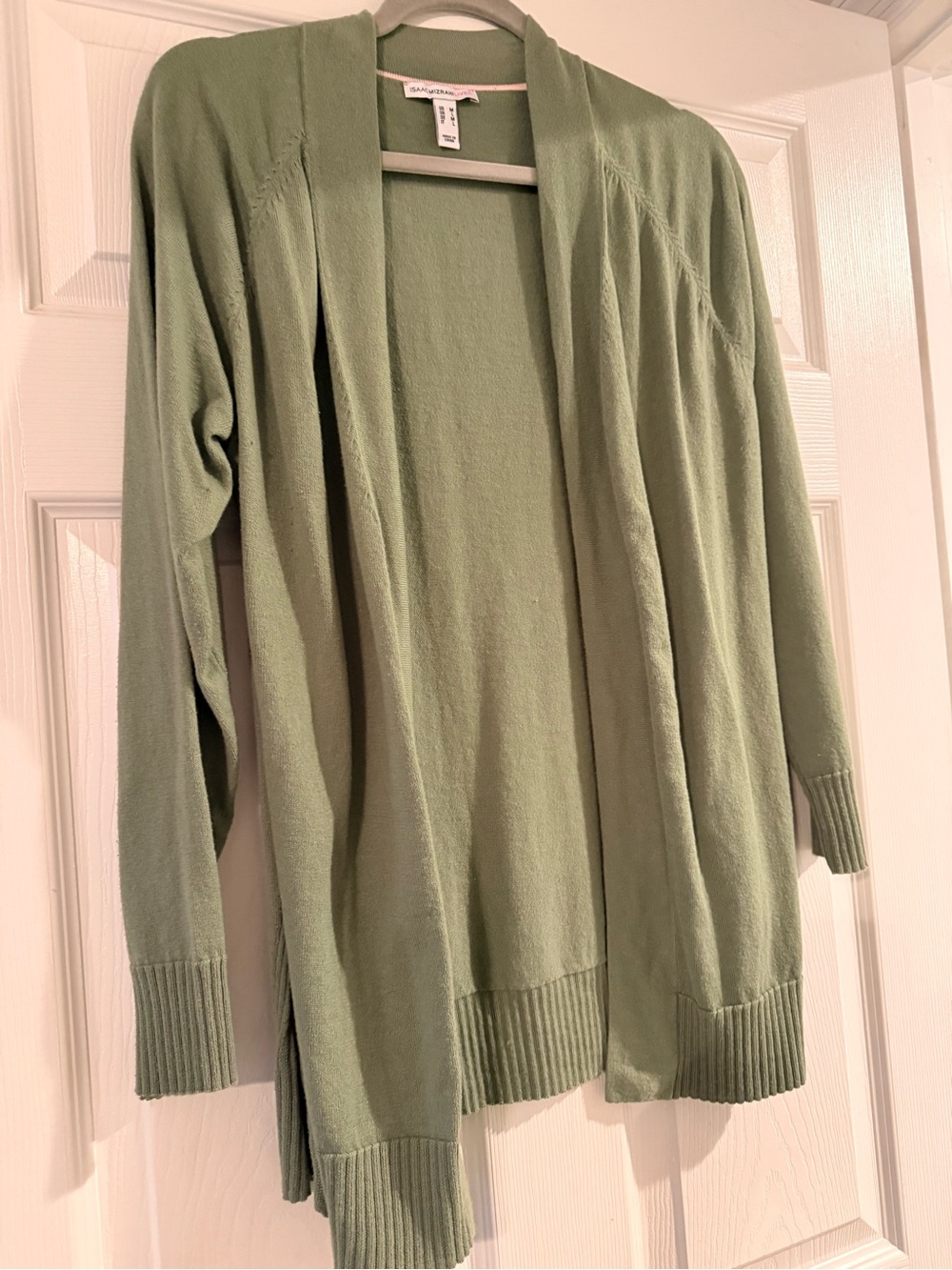 Isaac Mizrahi Sage Green Open-Front Women's Cardigan